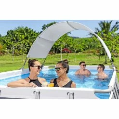 Auvent Pour Piscine Tubulaire Bestway Largeur 2,10 à 3,40 M 9 Auvent Pour Piscine Tubulaire Bestway Largeur 2,10 à 3,40 M -piscine Soldes auvent ovale bestway ambiance 2