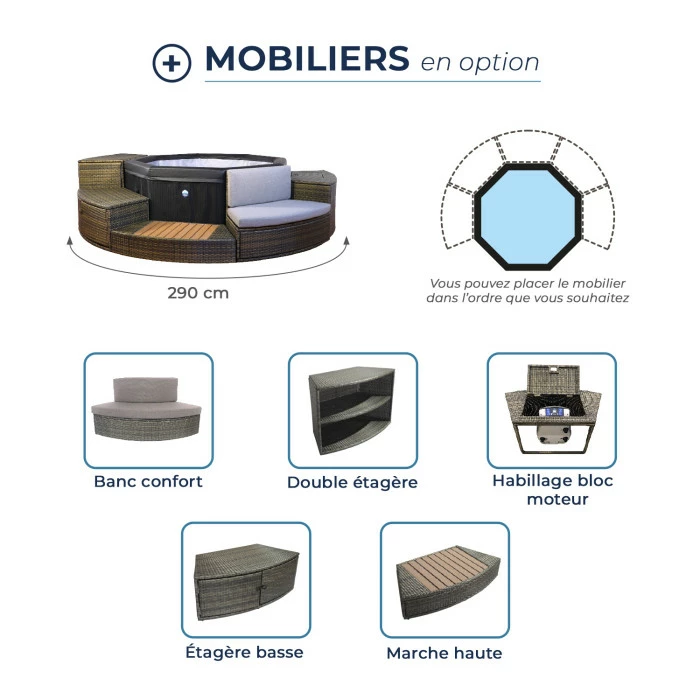 Pack Spa Portable Netspa Octopus 4 à 6 Personnes + Mobilier 4 Pack Spa Portable Netspa Octopus 4 à 6 Personnes + Mobilier – Image 4