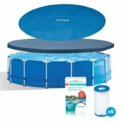 Pack Piscine Tubulaire Intex Metal Frame 3,66 X 0,76 M + Essentiels