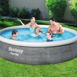 Piscine Autoportée Bestway Fast Set Aspect Rotin 3,96 X 0,84 M -piscine Soldes piscine autoportee bestway fast set rotin 396 x 84 cm 2
