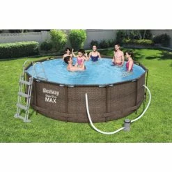 Piscine Tubulaire Ronde Bestway Steel Pro Max 3,66 X 1,00 M -piscine Soldes piscine bestway imitation bois 366 1