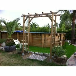 Piscine En Bois Octogonale Ubbink Océa 8,60 X 4,70 X 1,30 M - Liner Gris -piscine Soldes piscine bois octogonale ubbink ocea 470 860