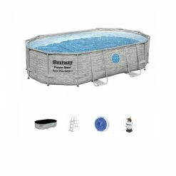 Piscine Tubulaire Bestway Power Steel Swim Vista Ovale 4,88 X 3,05 X 1,07 M 16 Piscine Tubulaire Bestway Power Steel Swim Vista Ovale 4,88 X 3,05 X 1,07 M -piscine Soldes piscine hors sol ovale power steel swim vista effet pierre grise avec hublots 488 x 305 cm