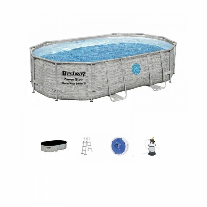 Piscine Tubulaire Bestway Power Steel Swim Vista Ovale 4,88 X 3,05 X 1,07 M 7 Piscine Tubulaire Bestway Power Steel Swim Vista Ovale 4,88 X 3,05 X 1,07 M – Image 7