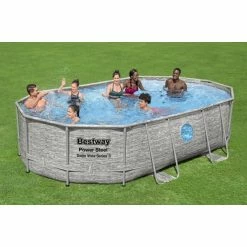 Piscine Tubulaire Bestway Power Steel Swim Vista Ovale 4,88 X 3,05 X 1,07 M 14 Piscine Tubulaire Bestway Power Steel Swim Vista Ovale 4,88 X 3,05 X 1,07 M -piscine Soldes piscine hors sol ovale power steel swim vista effet pierre grise avec hublots 488 x 305 cm 2