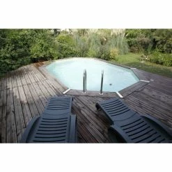 Piscine En Bois Octogonale Ubbink Azura 4,90 X 3,55 X 1,30 M - Liner Beige -piscine Soldes piscine ubbink azura 490 355 130 beige 2