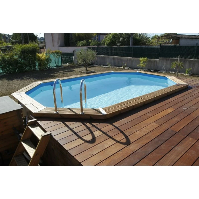 Piscine En Bois Octogonale Ubbink Azura 4,90 X 3,55 X 1,30 M - Liner Bleu 2 Piscine En Bois Octogonale Ubbink Azura 4,90 X 3,55 X 1,30 M - Liner Bleu – Image 2