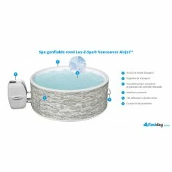 Spa Semi-rigide Bestway Lay-Z-Spa VANCOUVER AirJet Plus 5 Places -piscine Soldes spa gonflable rond lay z spa vancouver airjet plus caracteristiques